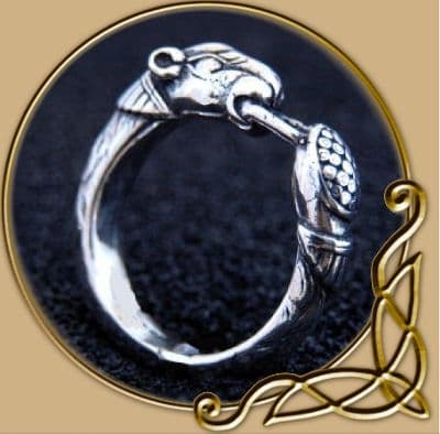 Silver Viking Ring with Hound Head