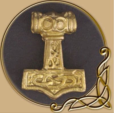 Thor's hammer brass pendant