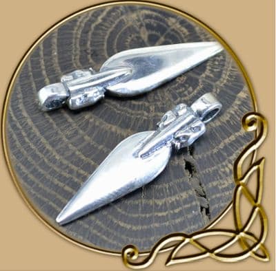 Vendel spear with bears silver pendant