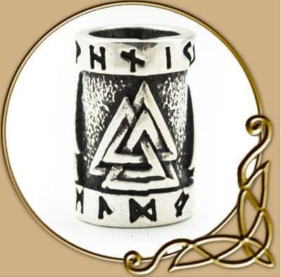 Viking Beard Bead Valknut, Silver
