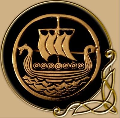 Viking bronze brooch with dragon boat
