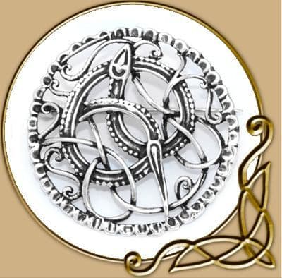 Viking Brooch with Midgard Serpent Motif, Silver