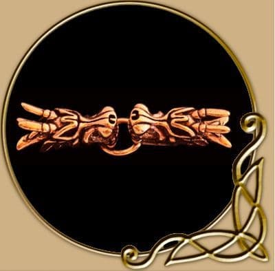 Viking Cloak Clasp with Dragon Heads, Bronze