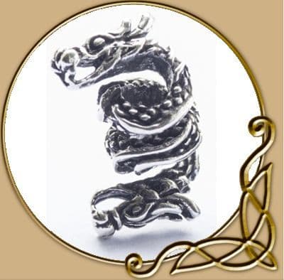 Viking Silver Beard Bead with Dragon Design