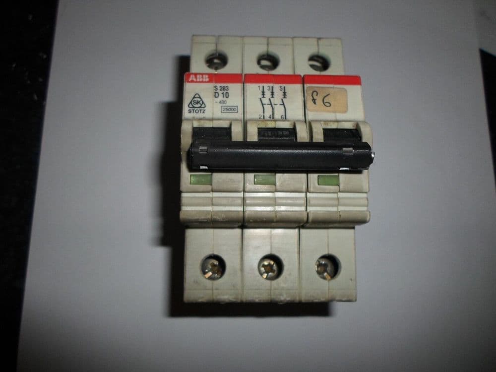 ABB STOTZ S263 D10 10 AMP 25KA TRIPLE POLE MCB CIRCUIT BREAKER