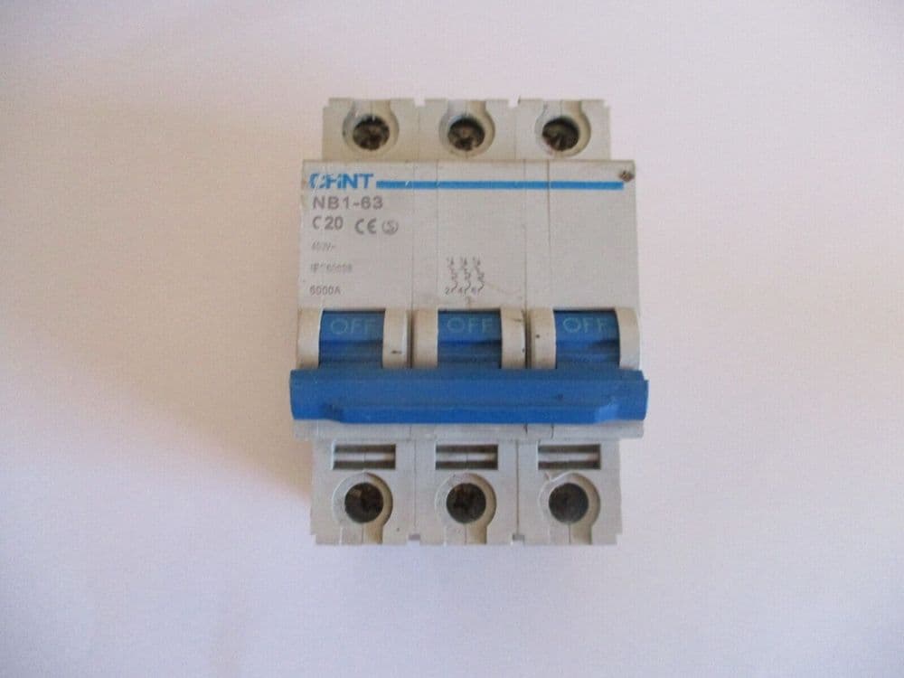 CHINT NB163 C20 20 AMP 6KA TRIPLE POLE MCB CIRCUIT BREAKER