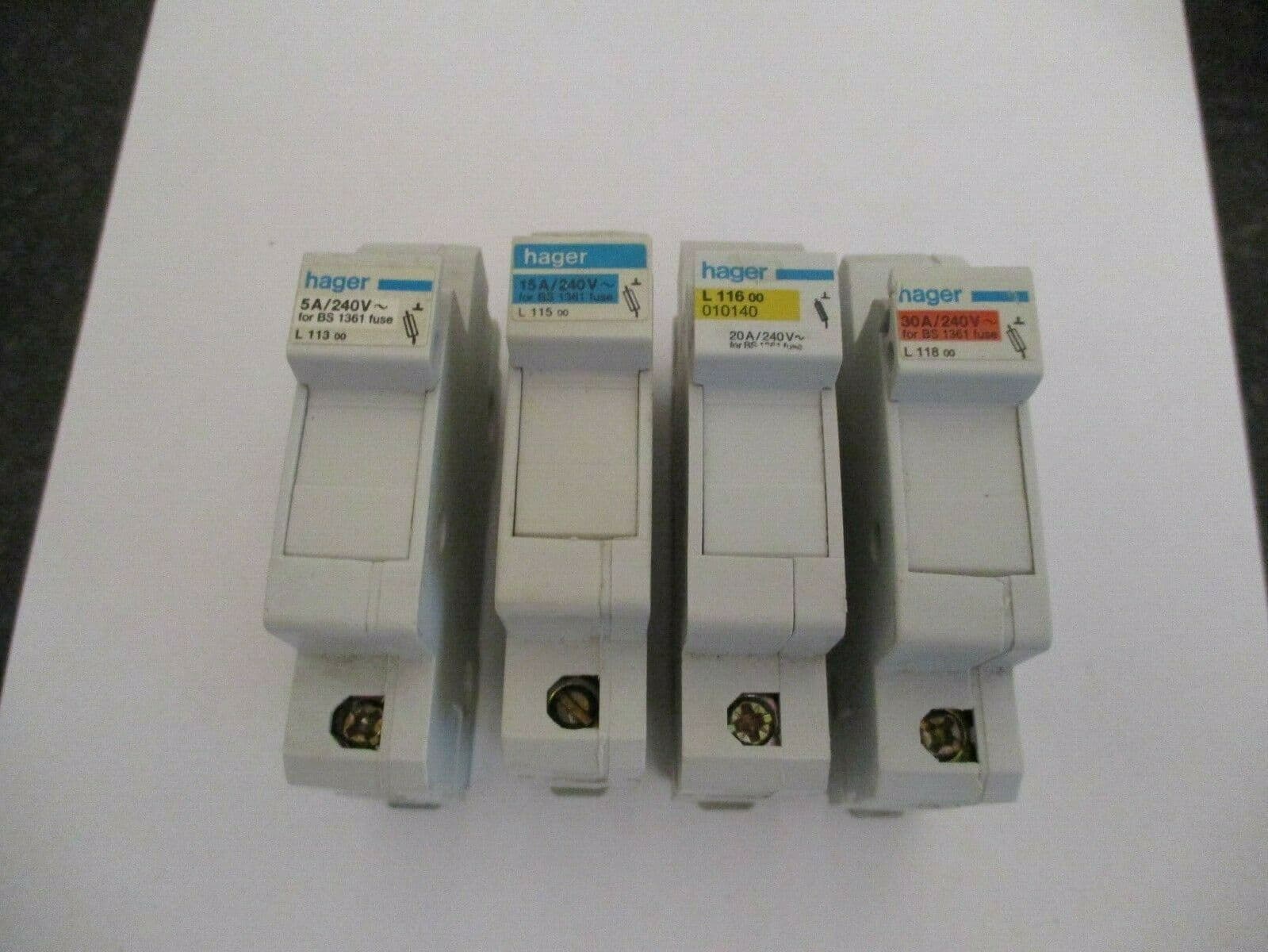 HAGER 5A 15A 20A 30A BS1361 CARTRIDGE FUSE HOLDER INC FUSE