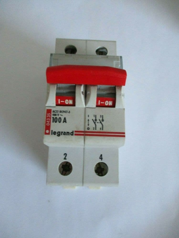 LEGRAND 100 AMP 043 35 DOUBLE POLE MAIN SWITCH ISOLATOR