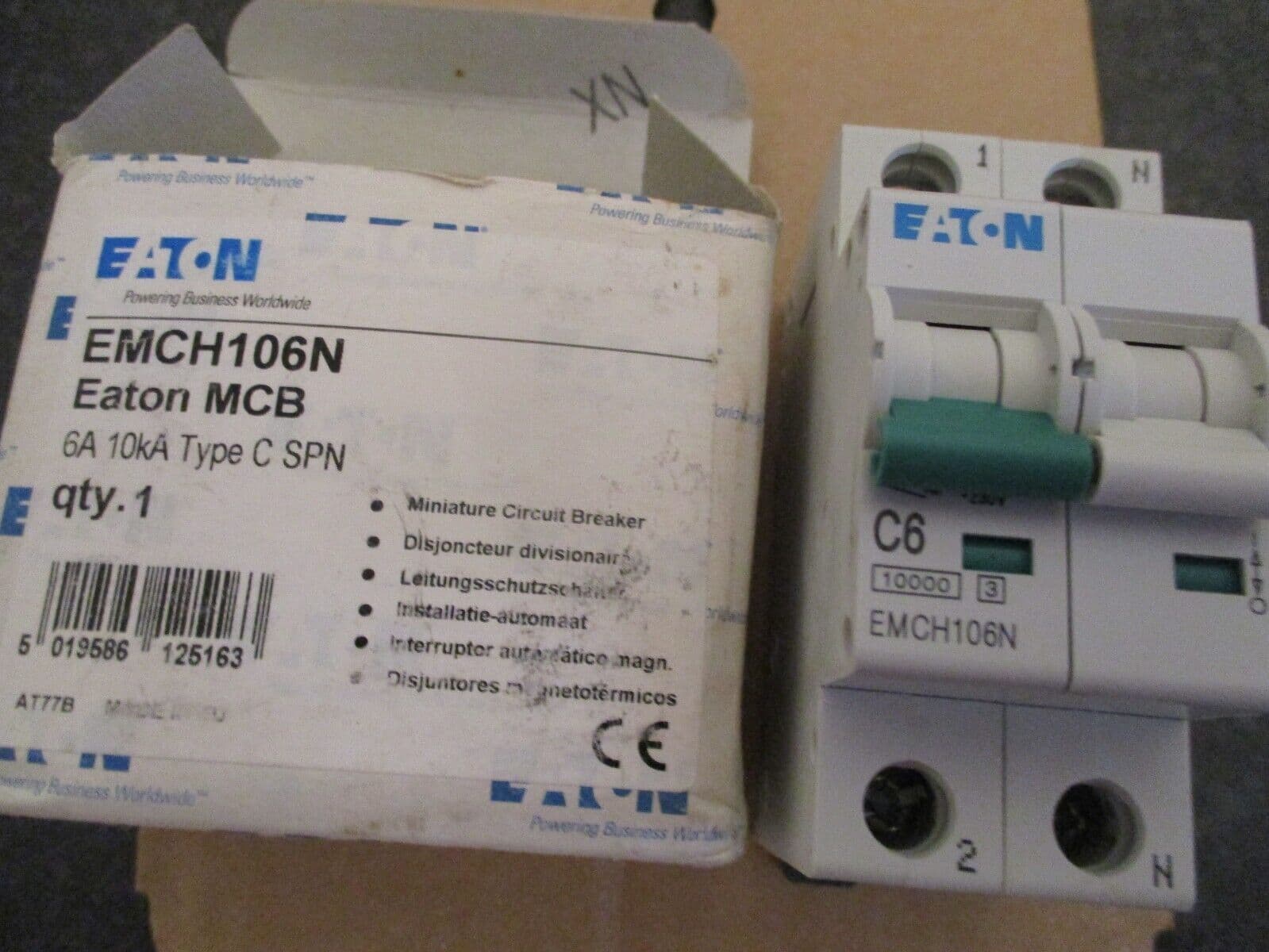 NEW EATON C6 6 AMP EMCH106N SINGLE POLE WITH NEUTRAL CIRCUIT BREAKER