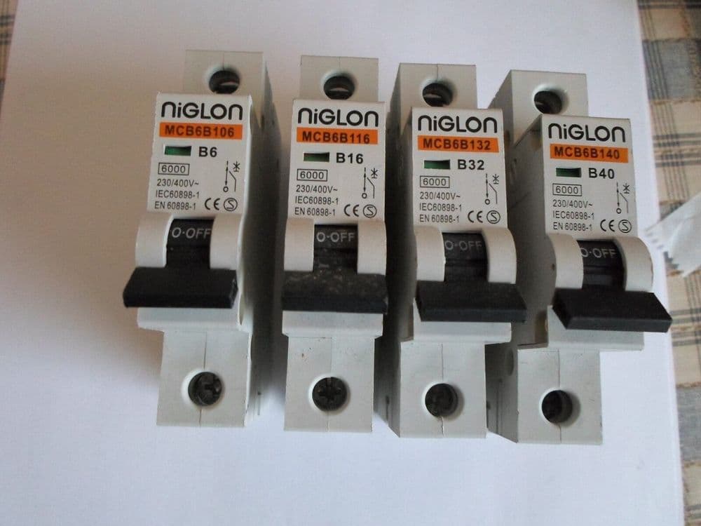 NIGLON MCB6B1 B06 B16 B20 B32 B40 6KA SINGLE POLE MCB CIRCUIT BREAKERS