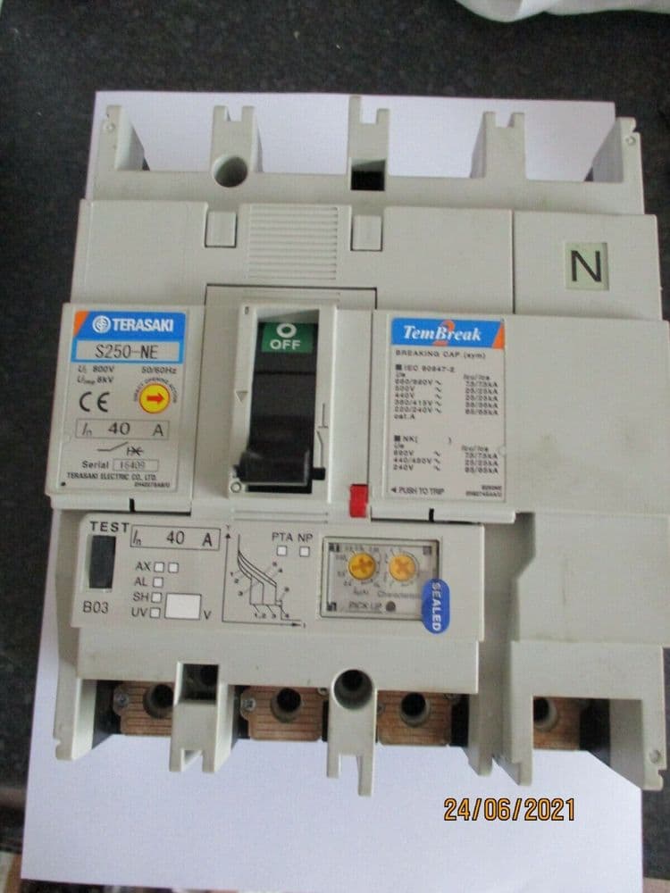 TERASAKI TEMBREAK S250NE 40 AMP 4 POLE MCCB CIRCUIT BREAKER