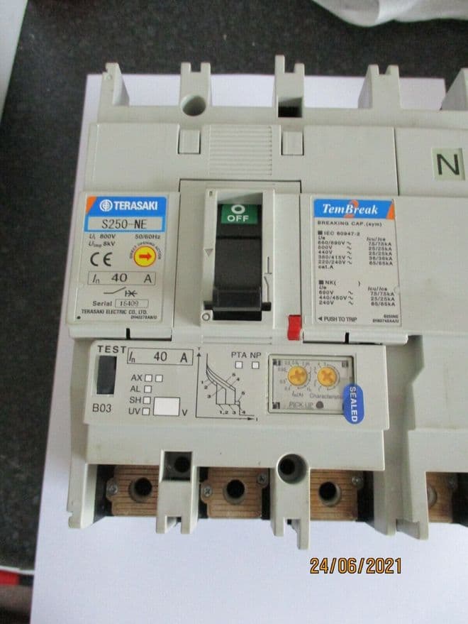 TERASAKI TEMBREAK S250NE 40 AMP 4 POLE MCCB CIRCUIT BREAKER
