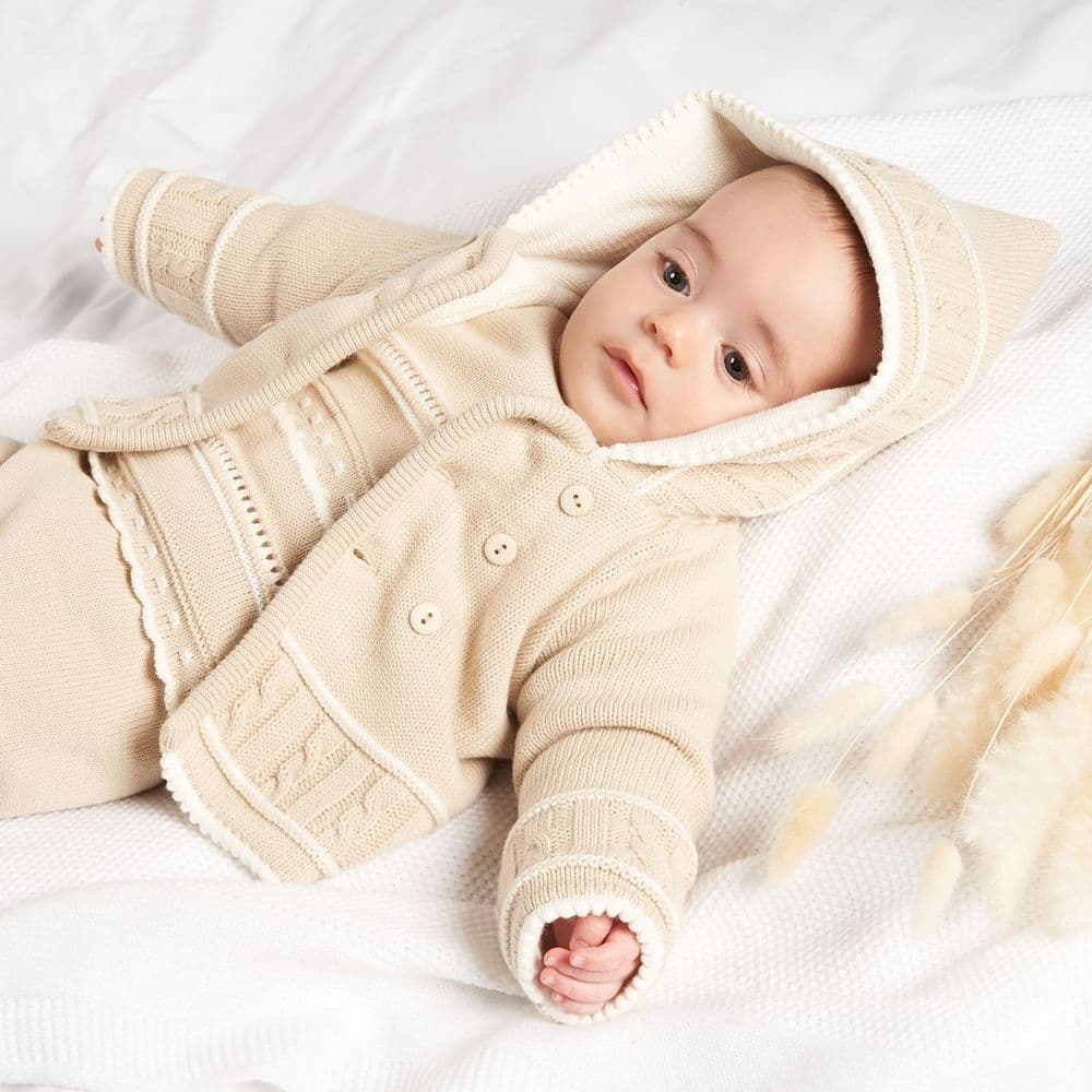A1570T Taupe knitted Baby Jacket