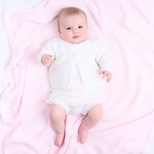 A1963 baby girls knitted matinee Cardigan (W)