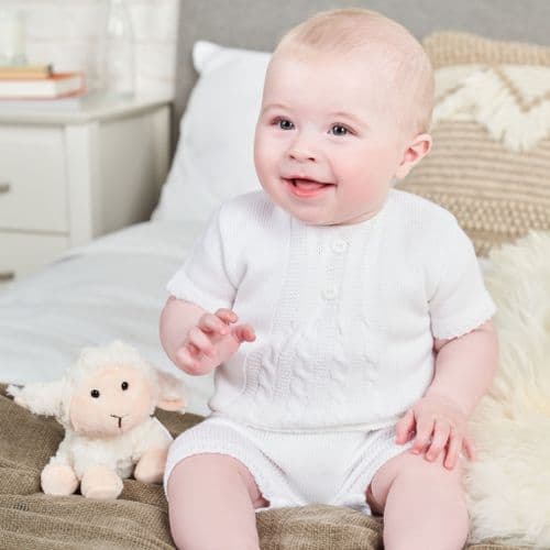 A2270 White knitted 2 piece short set