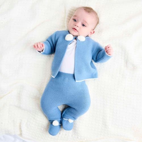 A2563DB  Pom Pom knitted set