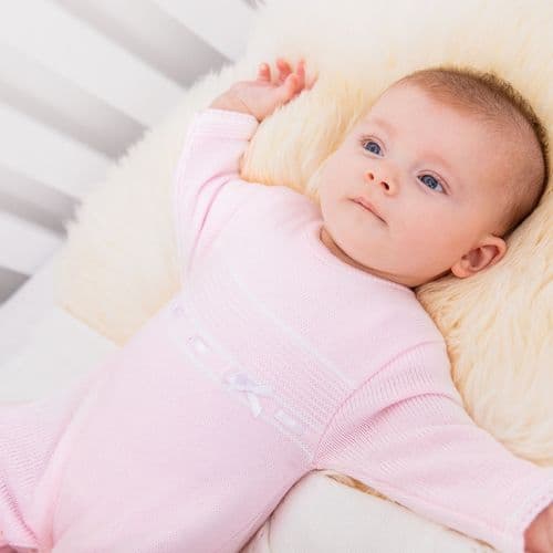 A2621 Satin Bow girls knitted Onesie