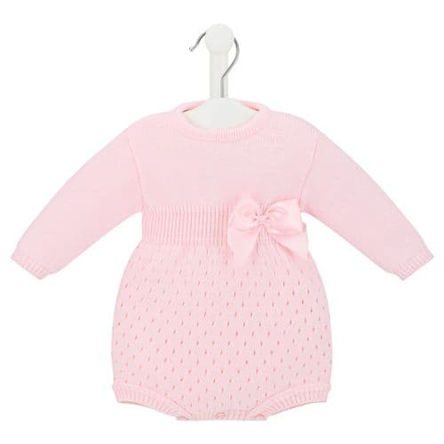 A3971 Satin Bow Knitted Romper