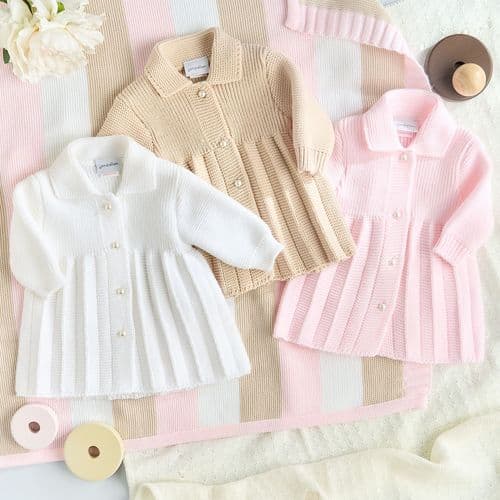 A4043W Pearl Button Baby Coat