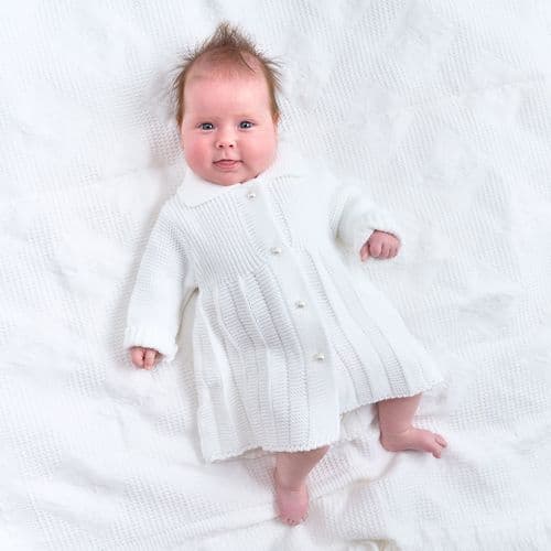 A4043W Pearl Button Baby Coat