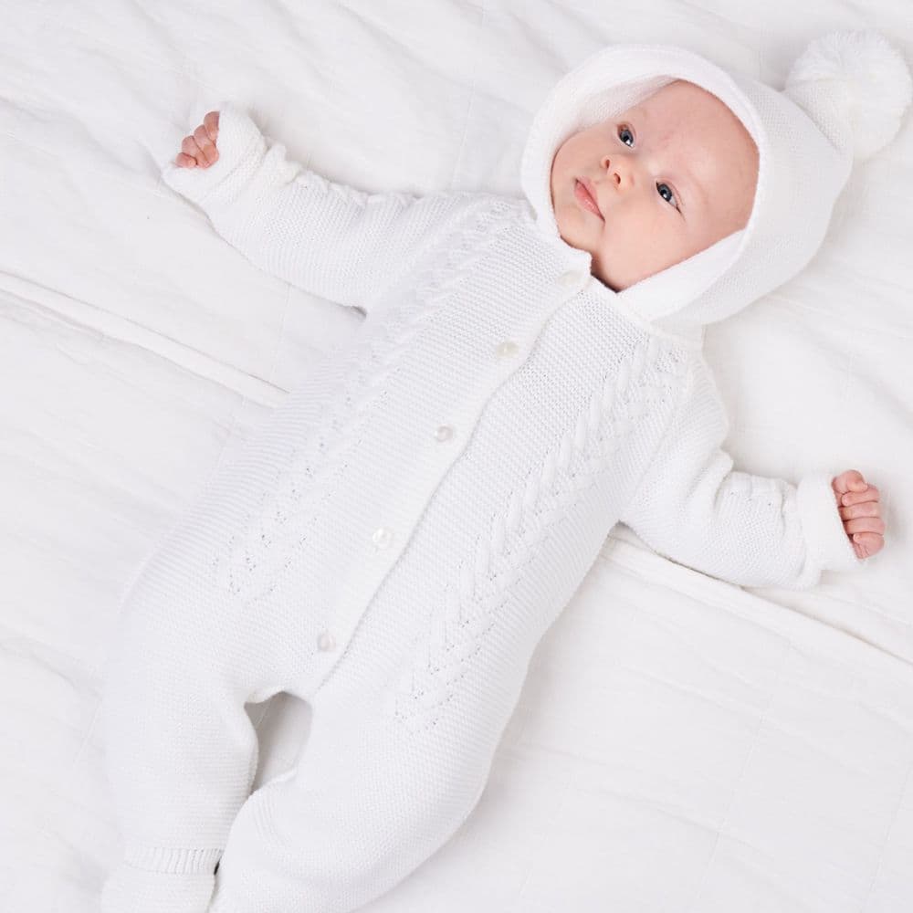 A4290W Hooded Knitted Pramsuit