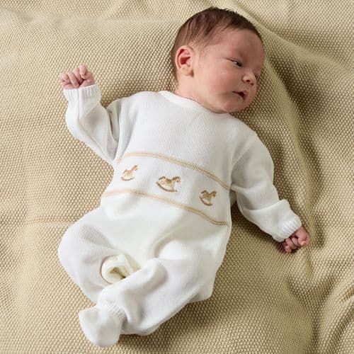 A4977W Rocking Horse Knitted Onesie