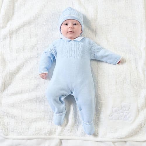 A5285B Knitted Onesie & Bobble Hat