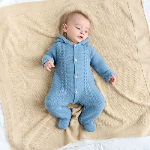 A5776DB  Hooded  Knitted Pramsuit