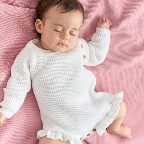 A5778W Ruffle Leg Knitted Romper