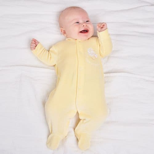 New In Baby Gi Flossie Ivory Velour Sleepsuit