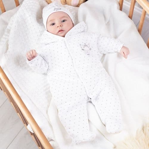 AV1873 New Tiny Baby bear pramsuit (white)