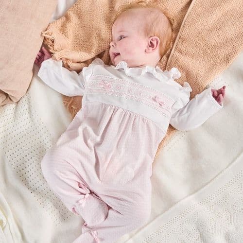 AV6120 Ruffles & Lace dobbie sleepsuit