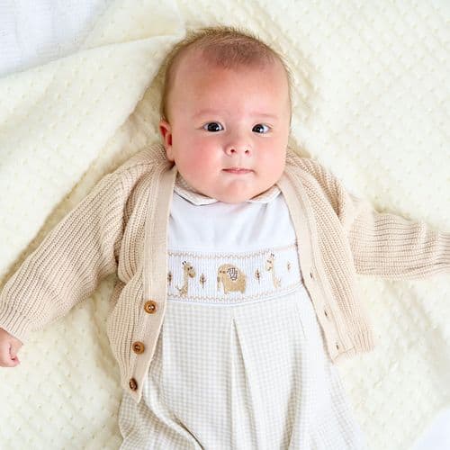 B108T - Taupe ribbed knitted cardigan