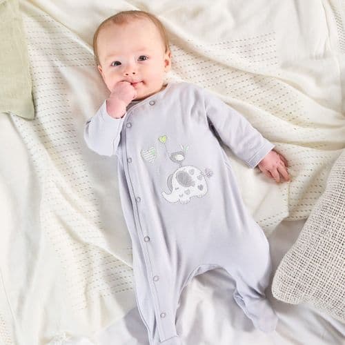 DC3148G "Elephant & Bird with Balloon" Cotton Sleepsuit