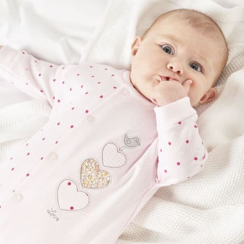 DC3150 "Triple Hearts" Cotton Sleepsuit