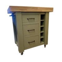 Corsair Butcher’s Block with Wine Rack and Drawers- Oak Top Kitchen Island