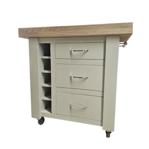 36 Inch Corsair Butchers Block Kitchen Island oak top with drawers and wine rack