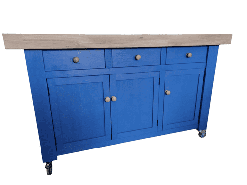 60 Inch Corsair Butchers Block Kitchen Island oak top with drawers and cupboards
