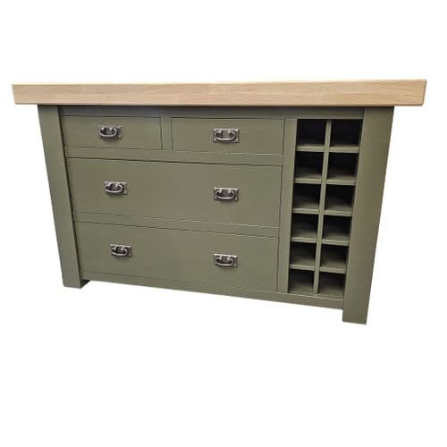 60 Inch Corsair Butchers Block Kitchen Island oak top with drawers and wine rack