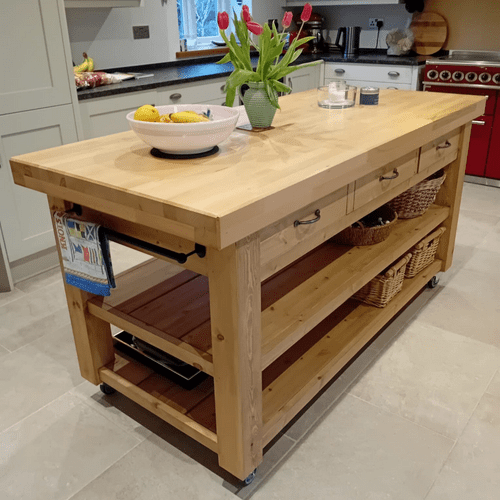 60 Inch Port Isaac Butchers Block Kitchen Island with Drawers