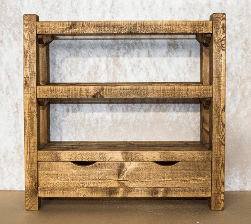 Rustic wooden shoe rack with drawer up to 15 pairs