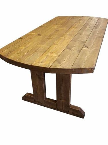 Tortuga Rustic 8x3 round end dining table