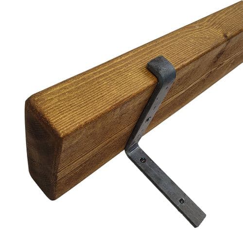 Tortuga Rustic Solid Wooden Shelf With Hand Forged Industrial Metal Support Brackets