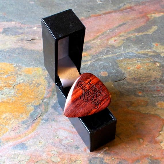 Merry Christmas Burma Padauk Guitar Pick in a Gift Box