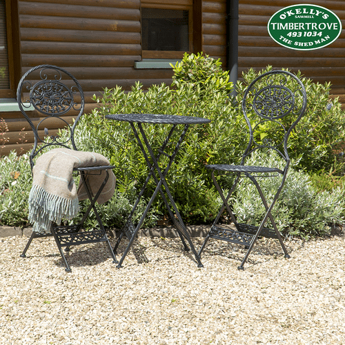 Black Metal Outdoor Table & Chairs Set