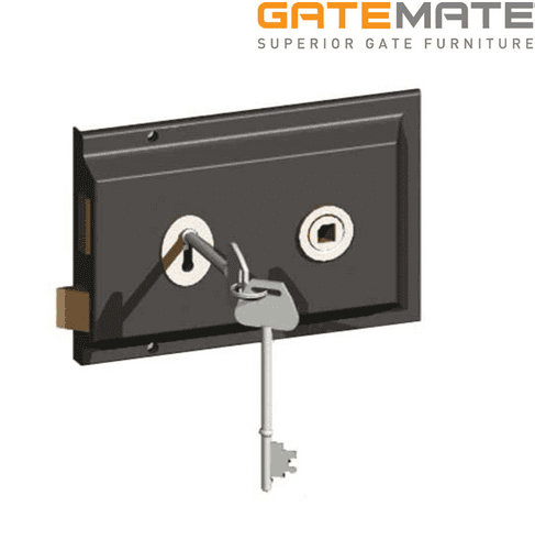 GateMate Rim Sash Lock 6x4" Epoxy Black