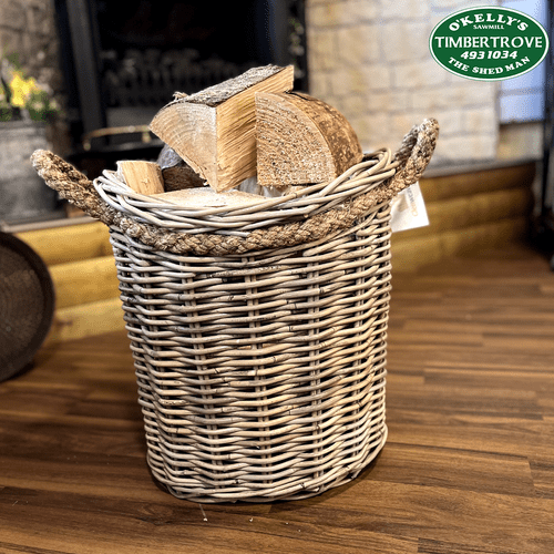 Oval Rattan Basket with Rope Handles