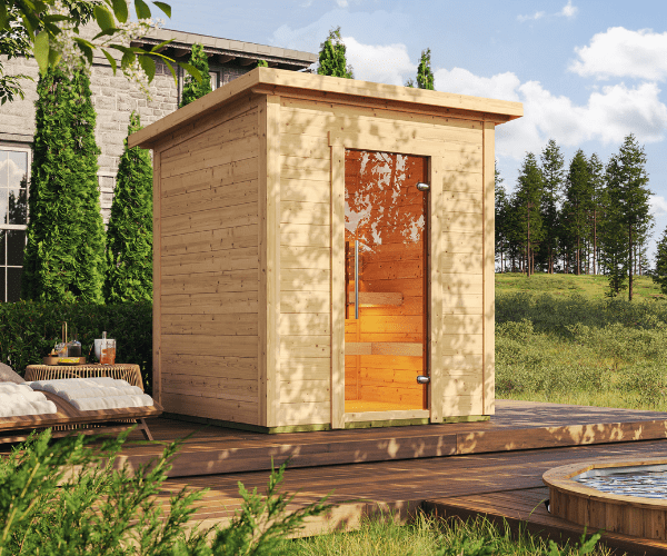 outdoor sauna by lake timbertrove