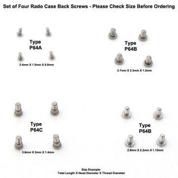 4X Case Back SCREWS For RADO Watches Repair Spare Stainless Steel Watch Parts