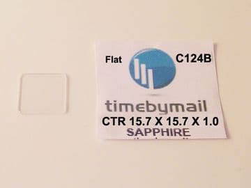 Cartier 15.7mm X 15.7mm X 1mm Flat Sapphire Tank Crystal - C124B